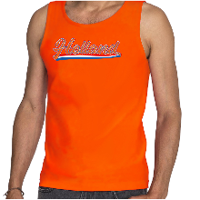 Bellatio Decorations Tanktop Holland met Nederlandse wimpel Holland / Nederland supporter EK/ WK oranje voor heren