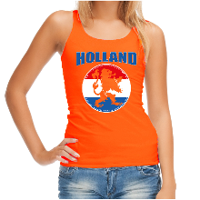 Bellatio Decorations Tanktop Holland met oranje leeuw Holland / Nederland supporter EK/ WK oranje voor dames