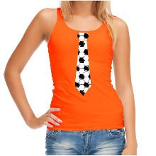 Bellatio Decorations Tanktop voetbal stropdas Holland / Nederland supporter EK/ WK oranje voor dames