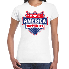 Bellatio Decorations USA Amerika supporters t shirt   wit   voor dames   USA America   landen shirts   kleding   sport