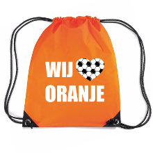 Bellatio Decorations Wij houden van oranje rugzakje   nylon   sporttas   met rijgkoord   Nederland supporter
