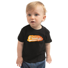 Bellatio Decorations Zwart t shirt supporter van oranje Holland / Nederland fan voor babys