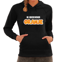 Bellatio Decorations Zwarte hoodie Holland / Nederland supporter ik juich voor oranje EK/ WK voor dames