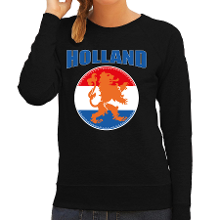 Bellatio Decorations Zwarte sweater / trui Holland / Nederland supporter Holland met oranje leeuw EK/ WK voor dames