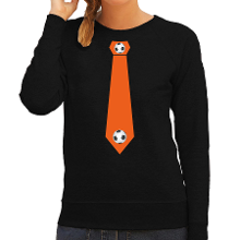 Bellatio Decorations Zwarte sweater / trui Holland / Nederland supporter oranje voetbal stropdas EK/ WK voor dames