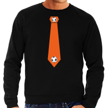 Bellatio Decorations Zwarte sweater / trui Holland / Nederland supporter oranje voetbal stropdas EK/ WK voor heren