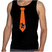 Bellatio Decorations Zwarte tanktop oranje leeuw stropdas Holland / Nederland supporter EK/ WK voor heren