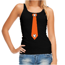 Bellatio Decorations Zwarte tanktop oranje voetbal stropdas Holland / Nederland supporter voor dames