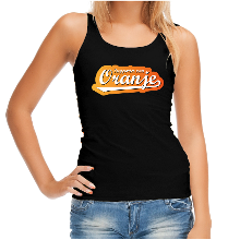 Bellatio Decorations Zwarte tanktop supporter van oranje Holland / Nederland fan EK/ WK voor dames