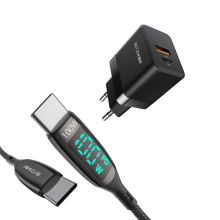 BlitzWolf® BW S21 35W GaN wandoplader + BW TC23 100W 5A LED display Type C tot Type C Kabel 1,8 m lang