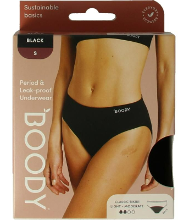 Boody Menstruatieondergoed Bikinislip Zwart Licht / Normaal Maat S
