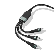 BYZ X7 100W 6A USB A tot Type C/iP/microkabel snel opladen gegevensoverdracht koperen kernlijn 1,2 m lang voor iPhone 12