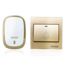 CACAZI AC110 220V Draadloze deurbel Waterdicht 1 knop + 1 plug in ontvangers 300M externe muziekdeur Dell