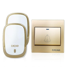 CACAZI AC110 220V Draadloze deurbel Waterdicht 1 knop + 2 plug in ontvangers 300M externe muziekdeur Dell