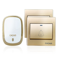 CACAZI AC110 220V Draadloze Deurbel Waterdicht 2 Knoppen + 1 Plug in Ontvangers 300 M Externe Muziek Deurbellen