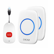 CACAZI C10 Smart Home Draadloze Pager Deurbel Oude Man Noodalarm 80m Remote Call Bell 1 Button 2 Receiver