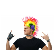 Chaks Punker hanenkam pruik   fluor kleuren   kort   voor volwassenen   one size