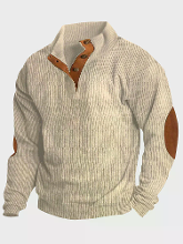 ChArmkpR Heren Pullover Hoodies Twee Kleur Patchwork Staande Kraag Corduroy Pullover Sweatshirts