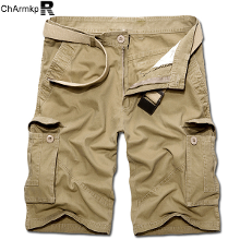 Charmkpr Plus Size 30 46 Mens Casual Cotton Solid Color Big Pockets Loose Cargo Military Shorts