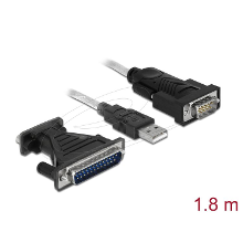 DeLOCK Adapter USB 2.0 Type A > 1 x Serial DB9 RS 232 + Adapter DB25