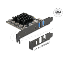 DeLOCK PCI Express x4 Card to 1 x USB Type C 20 Gbps + 2 x Type A 10 Gbps   Low Profile Form Factor usb controller