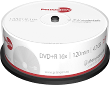 DVD+R disc 4.7 GB Primeon 2761223 25 stuks Spindel Mat zilver oppervlak