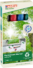 Edding 22 EcoLine 4 22 4 Permanent marker Zwart, Blauw, Rood, Groen Watervast: Ja
