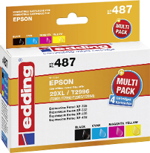 Edding Inkt vervangt Epson 29XL, T2996, T2991, T2992, T2993, T2994 Compatibel Combipack Zwart, Cyaan, Magenta, Geel edding 487 18 487