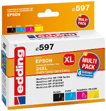 Edding Inktcartridge vervangt Epson 34XL, T3471, T3472, T3473, T3474 Compatibel Combipack Zwart, Cyaan, Magenta, Geel EDD 597 18 597