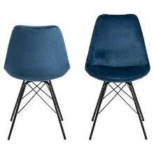 Eetkamerstoel Bonn   fluweel   donkerblauw (2 stuks)   Leen Bakker