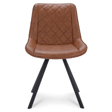 Eetkamerstoel Harvey   lederlook   cognac (2 stuks)   Leen Bakker