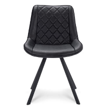 Eetkamerstoel Harvey   lederlook   zwart (2 stuks)   Leen Bakker