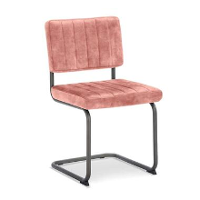 Eetkamerstoel Mae   velvet Adore   roze (2 stuks)   Leen Bakker