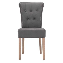 Eetkamerstoel Serra   lederlook   grijs (2 stuks)   Leen Bakker