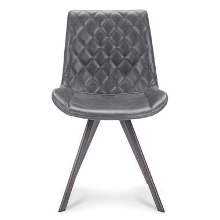Eetkamerstoel Soren   lederlook   zwart (2 stuks)   Leen Bakker