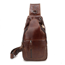 Ekphero Men Vintage Genuine Leather Chest Bag Crossbody Bag