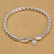 Elegant 925 Silver Plated Box Link Chain Bracelet Women Jewelry