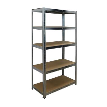ERRO Stelling met 5 houten legborden   zilver   90cm
