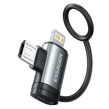 ESSAGER ES OTG33 2 in 1 OTG adapter Type C naar iP/Micro USB 3A Snelladen Gegevenssynchronisatie voor iPhone/iPad Androi