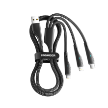 ESSAGER ES X37 3A USB A tot Type C/iP/Micro USB kabel Snel opladen Datatransmissie Vertind koperen kernlijn 1,2 m lang v