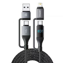 ESSAGER ES X70 5A 100W USB A/Type C naar Type C/iP Digitale Weergave Kabel Snelladen Gegevensoverdracht Verzilverd Koper