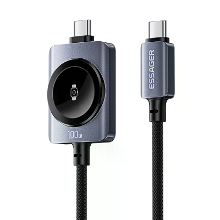 ESSAGER ES X82 5A 100W Type C naar Type C kabel met draadloze horlogeladerfunctie Snelladen Gegevensoverdracht Koperen k
