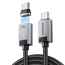 ESSAGER ES X95 5A PD240W Type C naar Type C magnetische stekkerkabel PD3.1 Snelle opladen Gegevensoverdracht Koperen ker