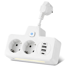 EU Stopcontact Wand Steckdose Uitbreidingsplug met 2 AC+2USB A+2Type C PD QC3.0 Snelladen Multitap USB Lader