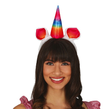 Fiestas Guirca Verkleed haarband Unicorn/eenhoorn   regenboog gekleurd   meisjes/dames   Gaypride
