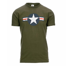 Fostex Legergroen USA Airforce logo t shirt voor heren   Vintage kleding   Wereldoorlog kleding