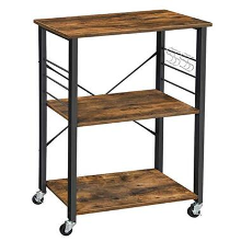 Furnihaus Keukentrolley   op wieltjes   2 legplanken   vintage bruin   60cm