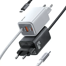 [GaN Tech] USAMS CC266 65W 3 poorts USB oplader met een ingebouwde 1,5 m Type C oplaadkaabel Snelle oplader wandadapter