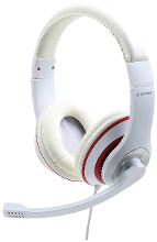 Gembird Cuffie con Microfono MHS 03 WTRD   Jack 3.5Mm.   Colore Bianco con anello rosso Over Ear headset Kabel Wit, Rood Volumeregeling, Headset