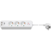 Goobay 3 Weg Stekkerdoos met schakelaar en USB stekkerdoos kabel 1.5 Meter, 2x USB A
